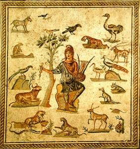 Orfeo circondato dagli animali. Mosaico pavimentale romano, da Palermo. Museo archeologico regionale di Palermo.